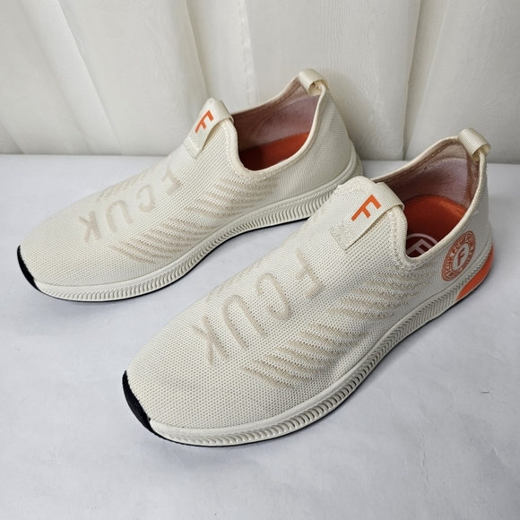 French Connection Men's Dart Slip On Sneakers White Orange FCUK Size 8 - Picture 2 of 9